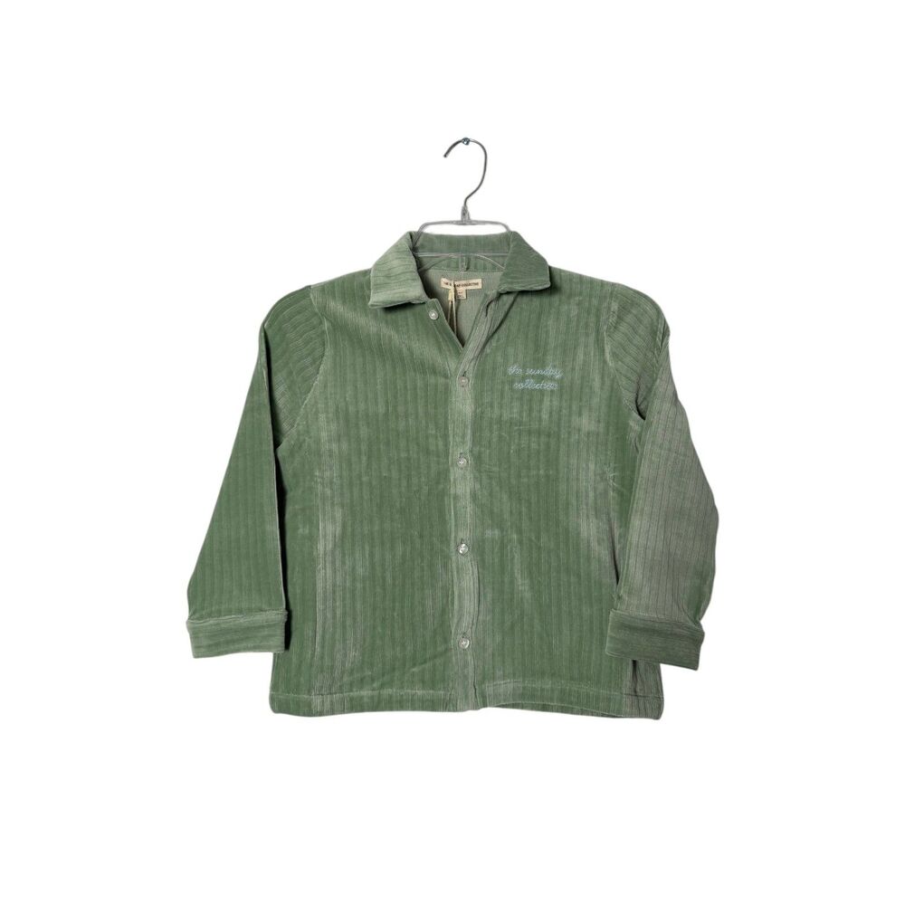 The Sunday Collective Green Corduroy Button-Up Shirt Shacket Indie Sleaze sz 6-7